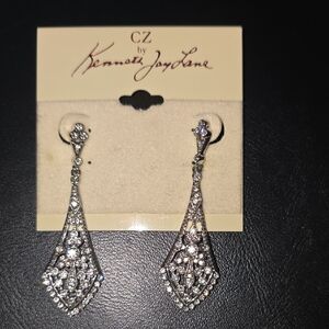CZ by Kenneth Jay Lane Silver Crystal Drop Earrings